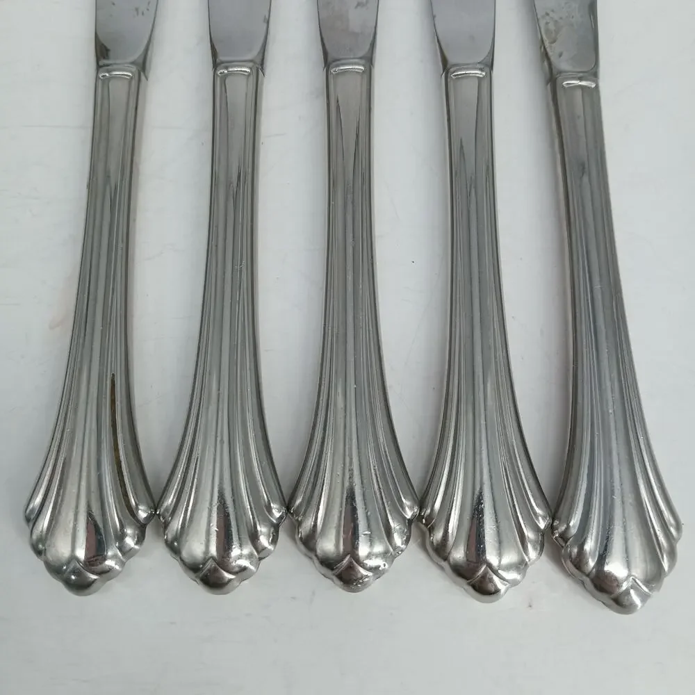 5X BK Oneida Bancroft Butter Knives Glossy Stainless Steel Flatware